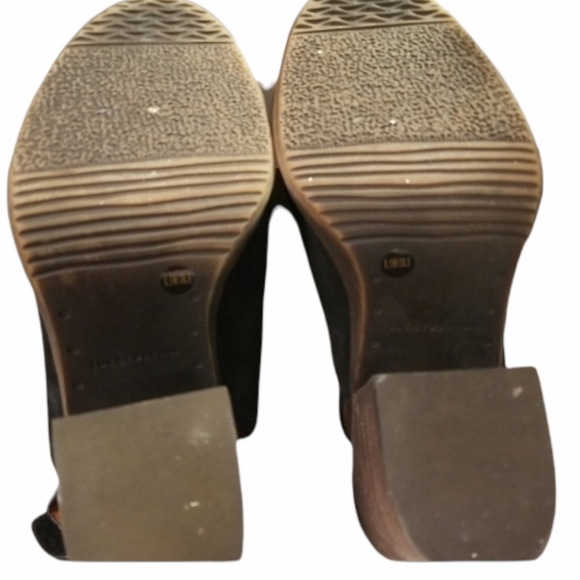 Lucky Brand Odenah Leather Suede Block Heels Booties Peep Toe Size 8.5M - Picture 8 of 10